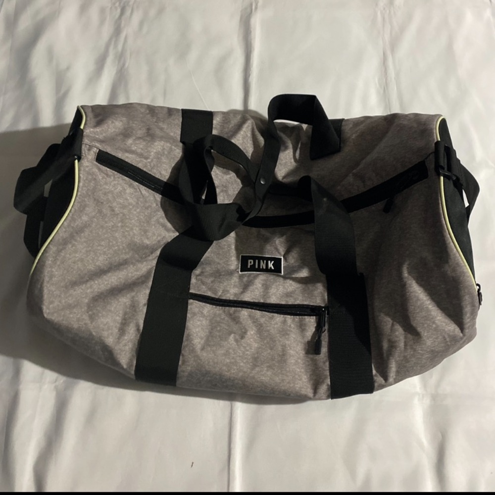 PINK Victoria’s Secret Gray & Black Travel Duffle Bag